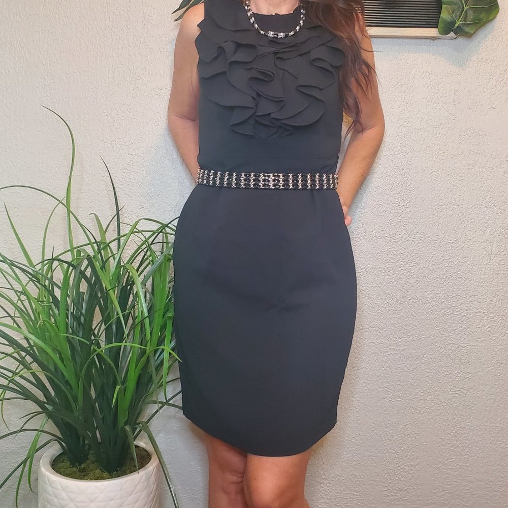 Spense I Black Career Professional Ruffled Dress Size 4 - Picture 3 of 11